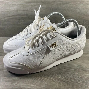 Women’s PUMA Roma Reinvent Sneakers White/Gold (369973 01) Sz 8.5